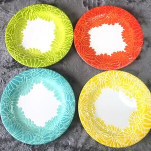 laurie Gates Melamine Floral Dinner Plates Set of 4